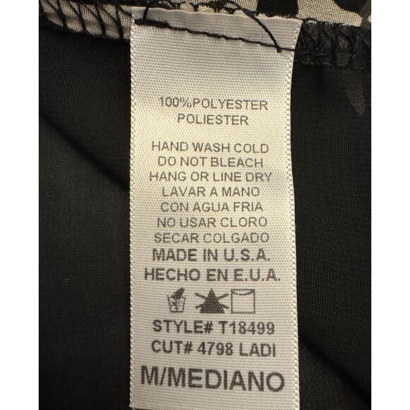 Mona B Sheer Skull Print Button Down Hi Lo Top- Sz M - Picture 10 of 10